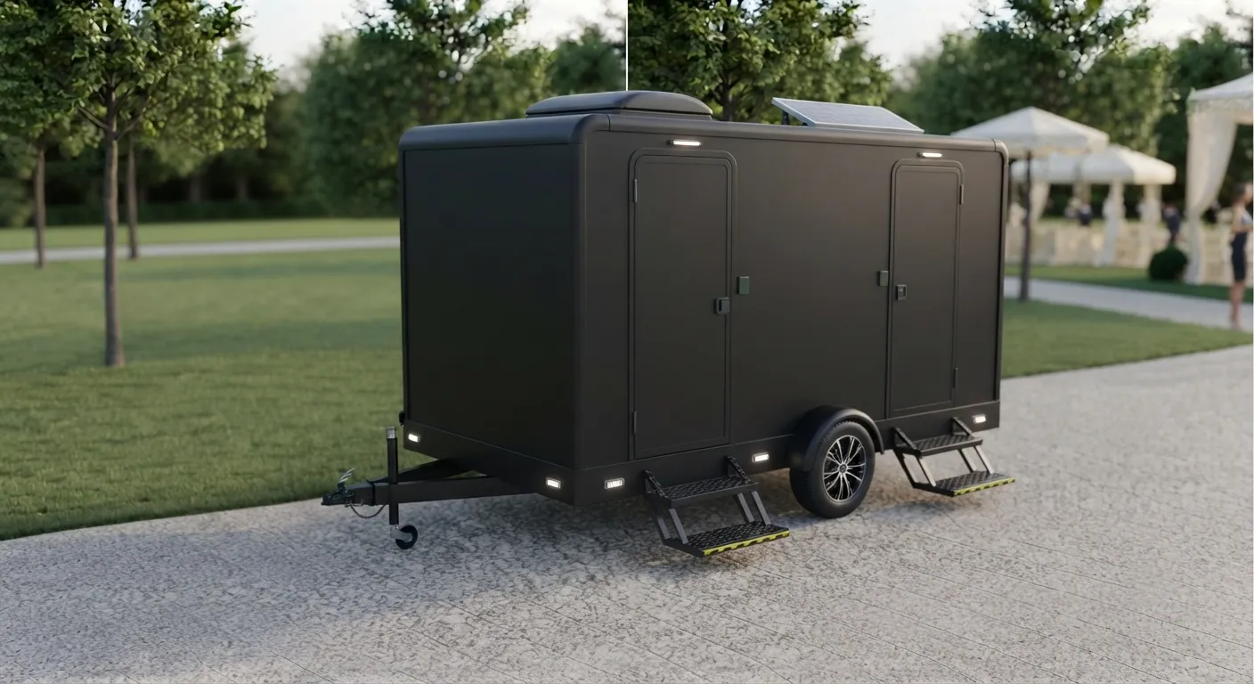2 stall restroom trailer from our Sugar Land fleet