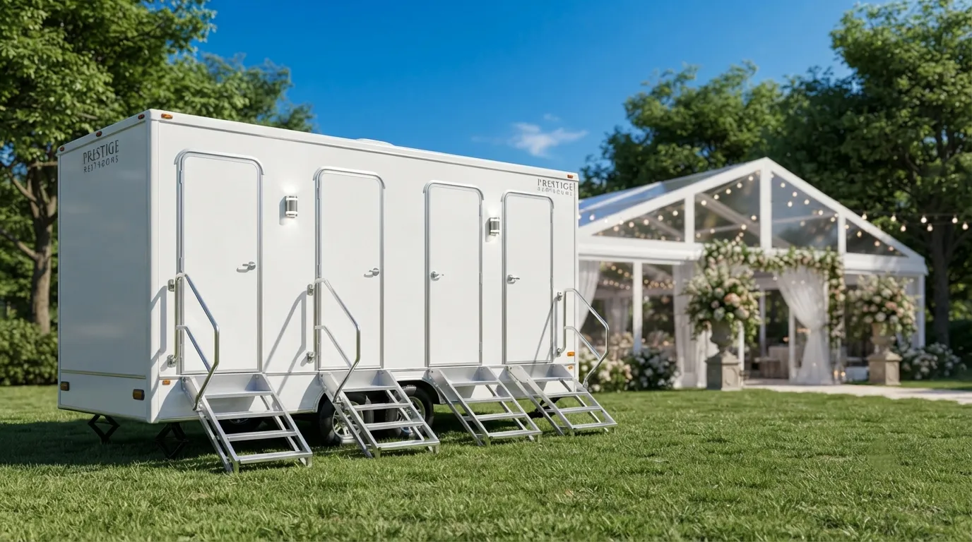 4 stall restroom trailer from our Sugar Land fleet