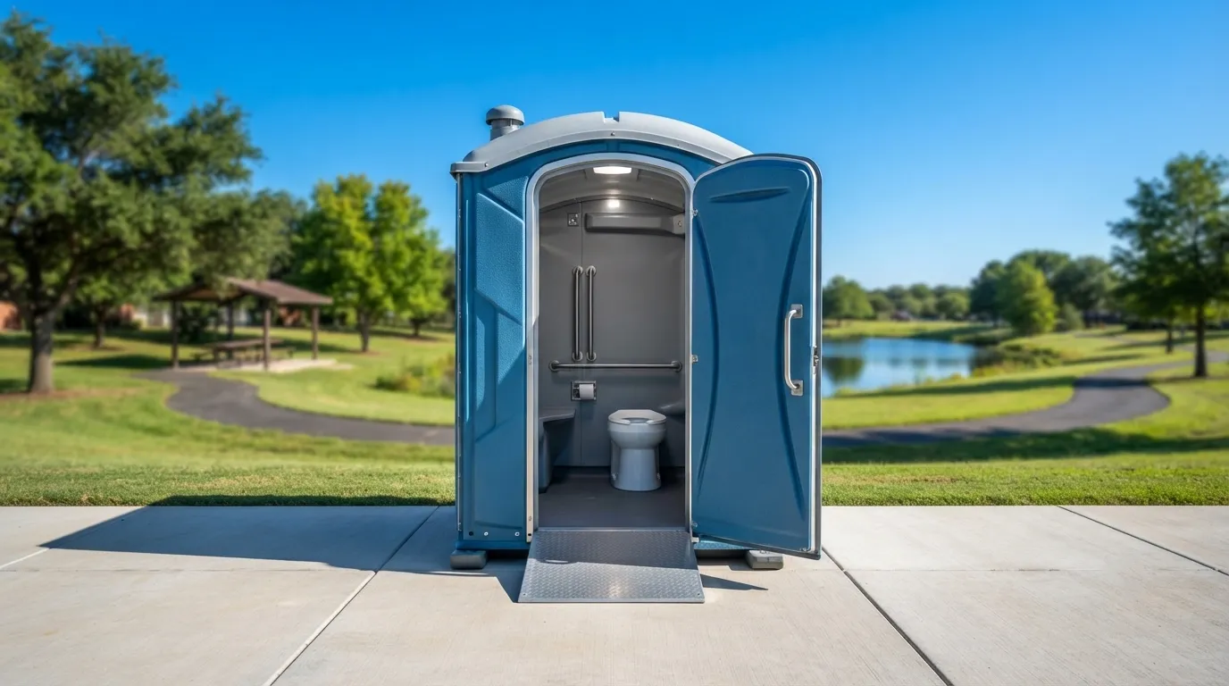 ADA accessible porta potty from our Sugar Land fleet